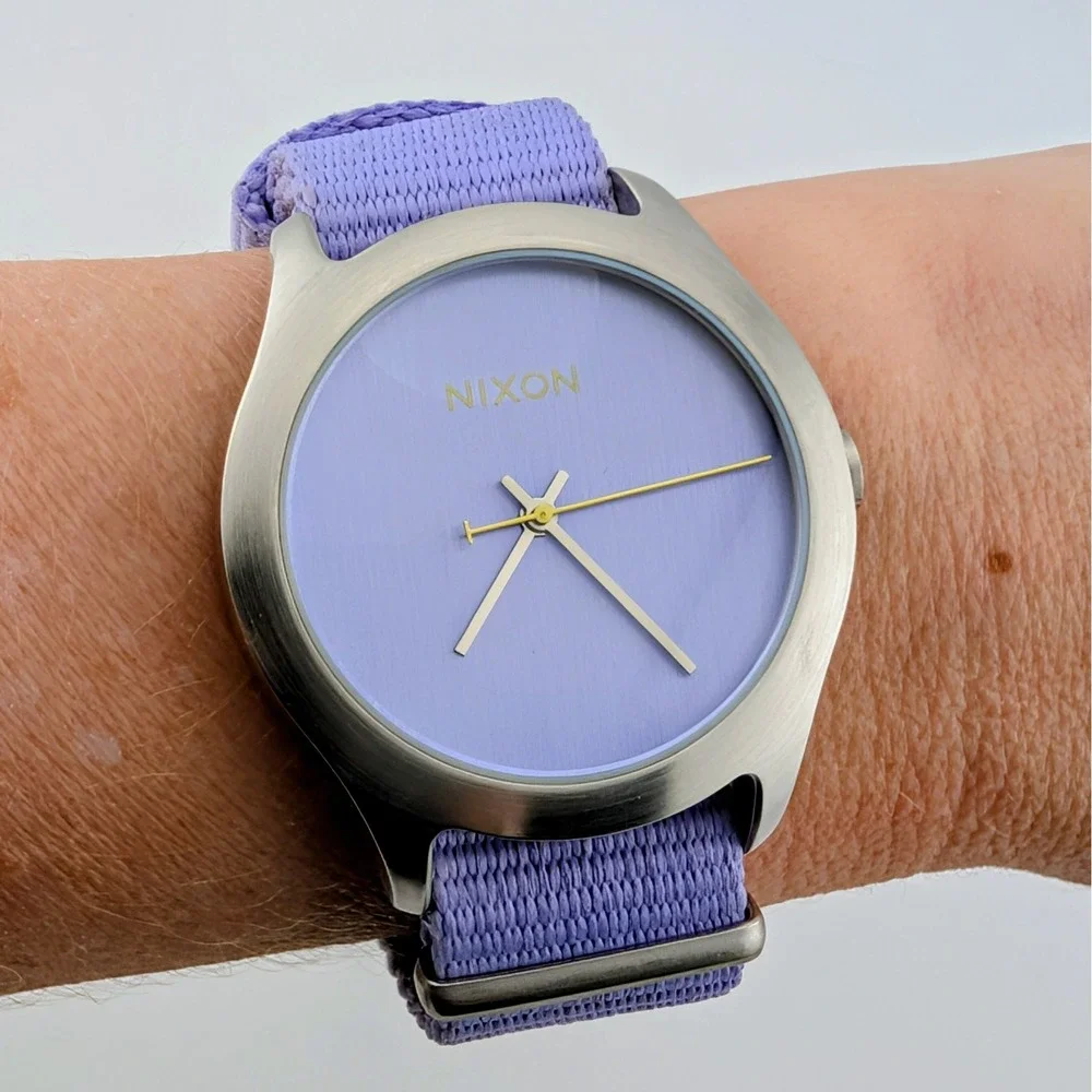 Nixon The Mod Women's Watch Lavender Dial Nylon Strap Stainless Steel 40mm